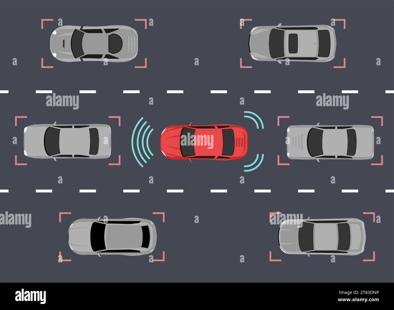 Capteur d'entraînement d'icône de voiture autonome. Véhicule autonome numérique auto auto autoconducteur vecteur système intelligent Illustration de Vecteur