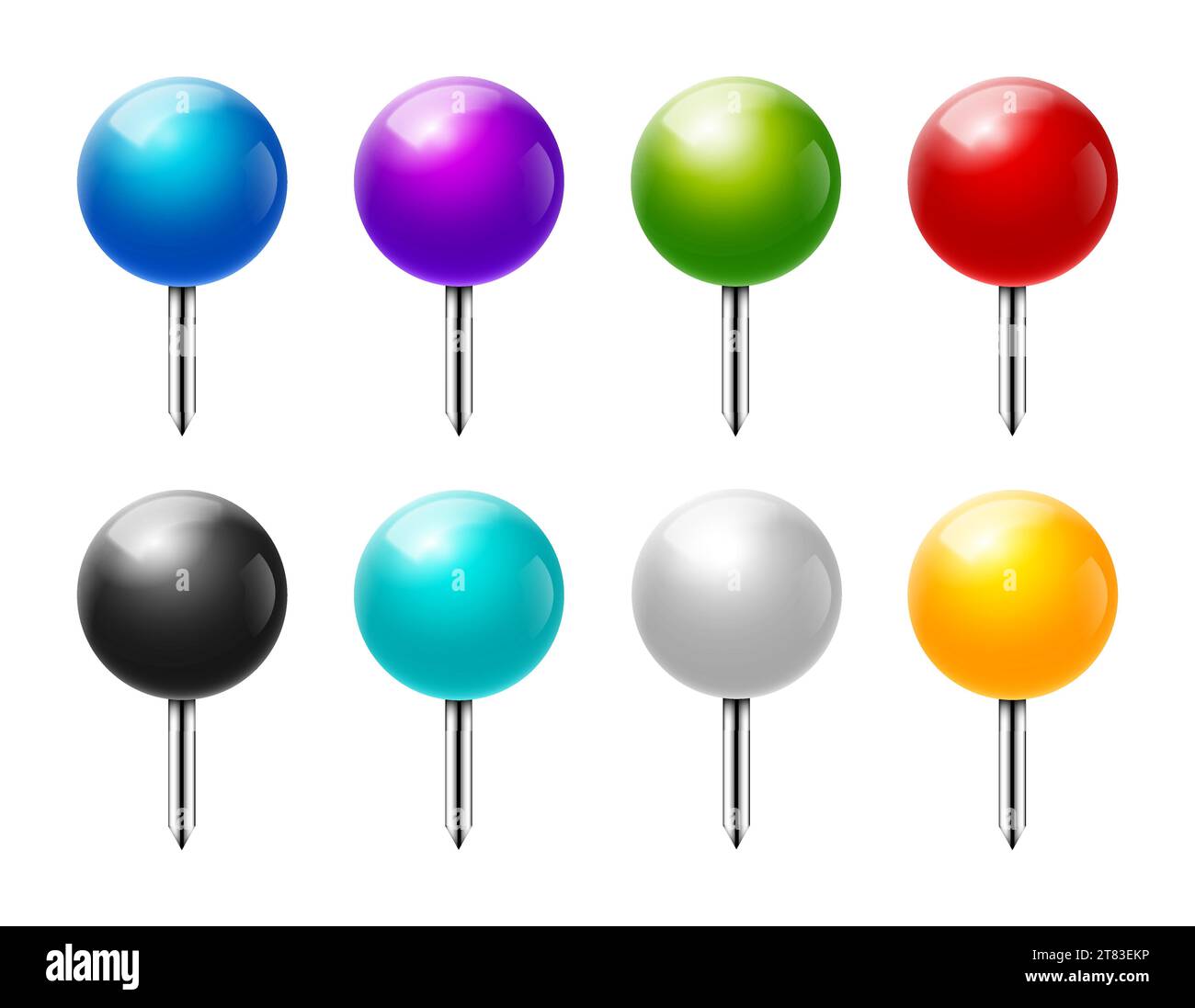 Vecteur boule de vecteur icône épingle isolée. Icône de marqueur en épingle à bouton-poussoir couleur ronde. Illustration de Vecteur