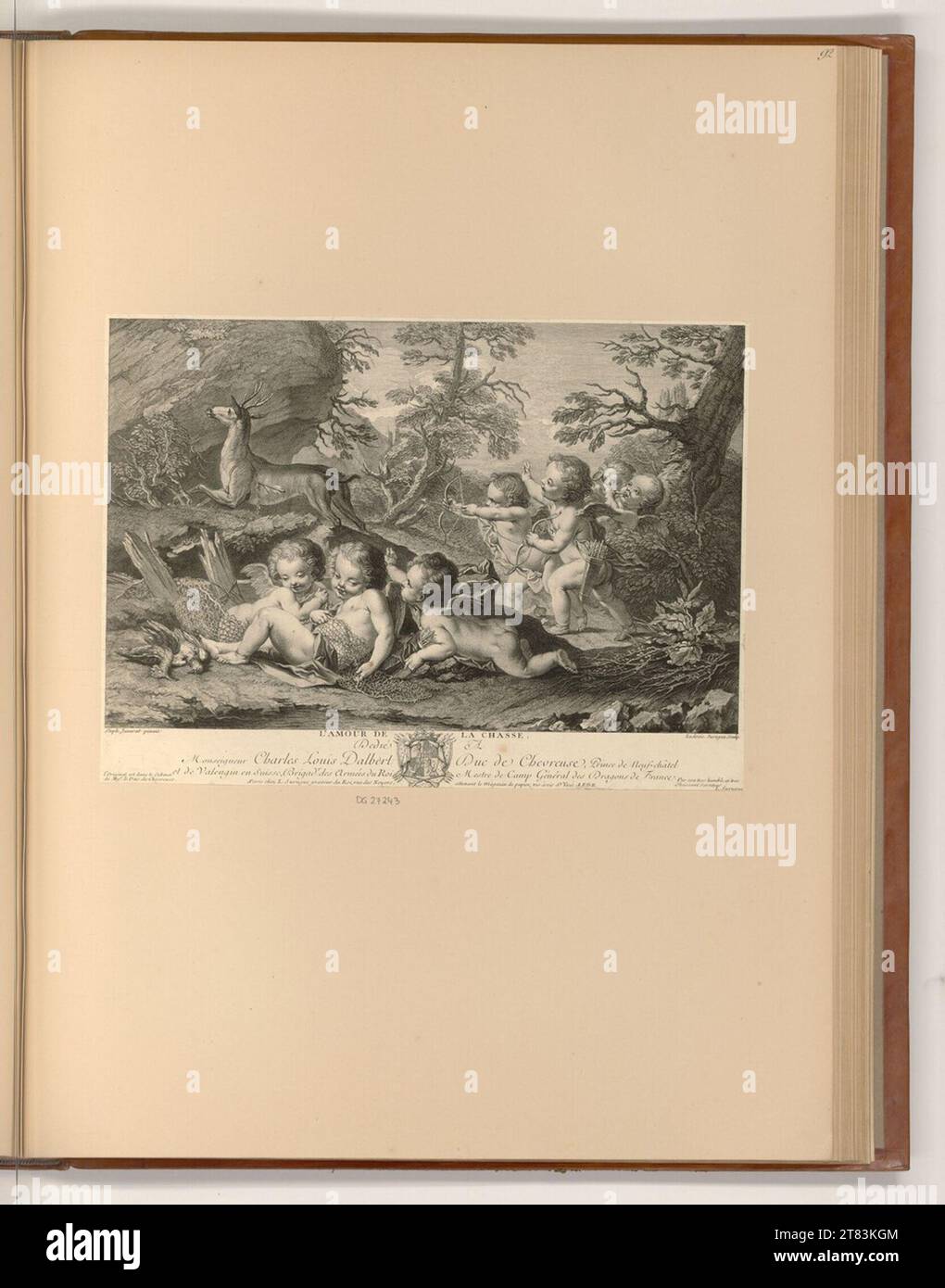 Louis Surugue (graveur) l'amour de la chasse. Gravure sur cuivre, gravure 1720-1762, 1720/1762 Banque D'Images