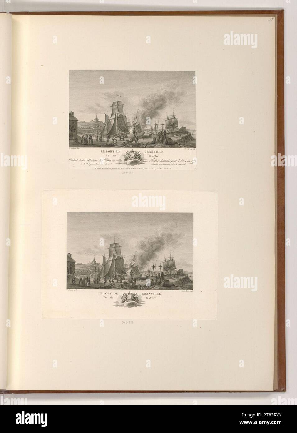 Yves Marie le Gouaz (graveur) le port de Granville, vu du jet. Gravure, gravure sur cuivre 1762-1816, 1762/1816 Banque D'Images