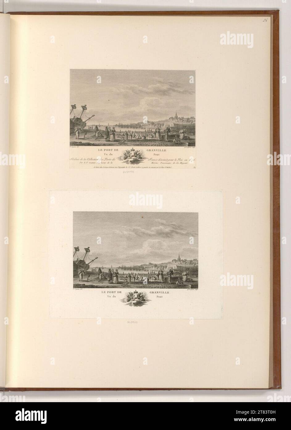 Yves Marie le Gouaz (graveur) le port de Granville, vu du pont. Gravure, gravure sur cuivre 1762-1816, 1762/1816 Banque D'Images