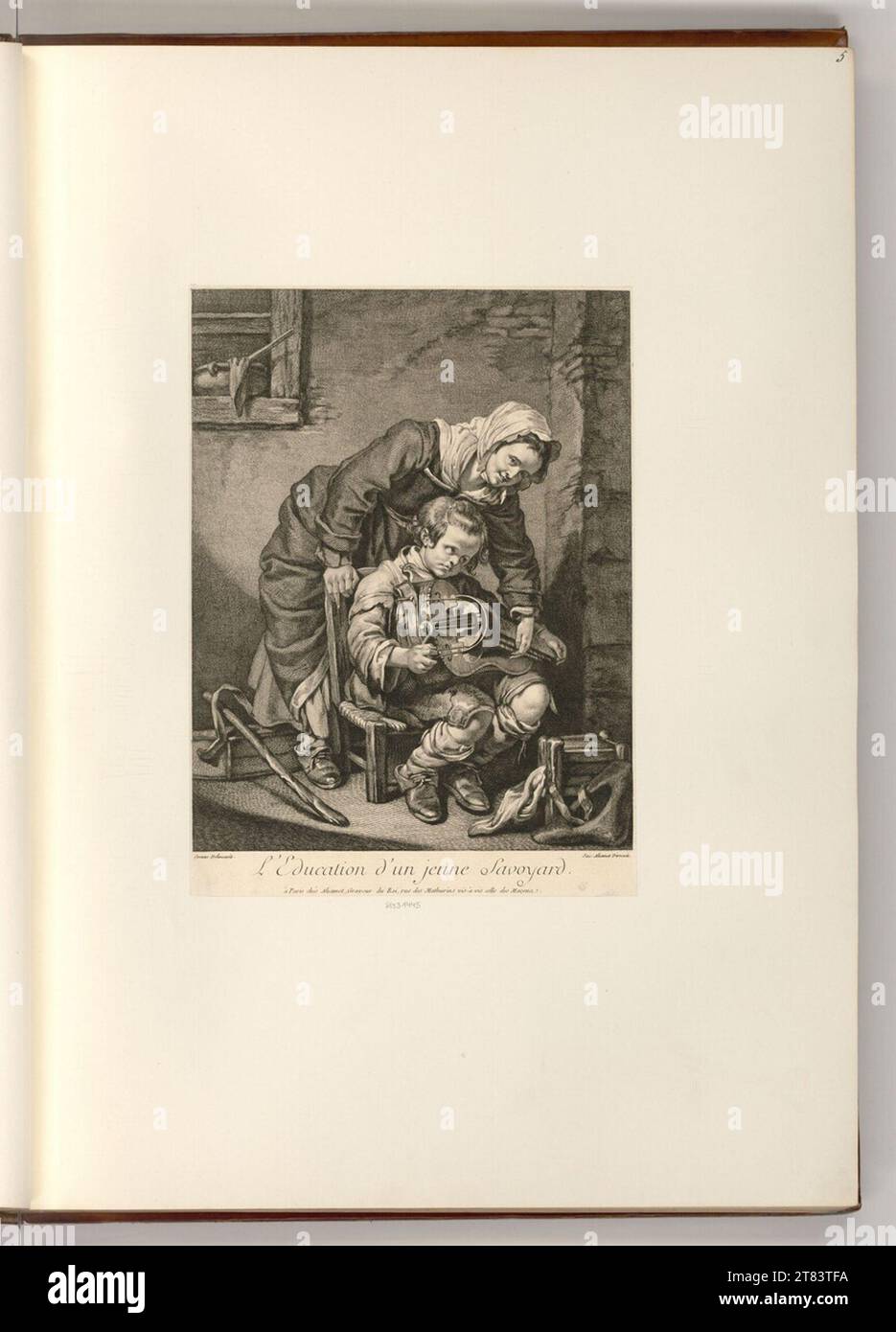 Jean Jacques Aliamet (graveur) l'éducation d'un jeune savoyard. Gravure sur cuivre, gravure 1750-1770, 1750/1770 Banque D'Images