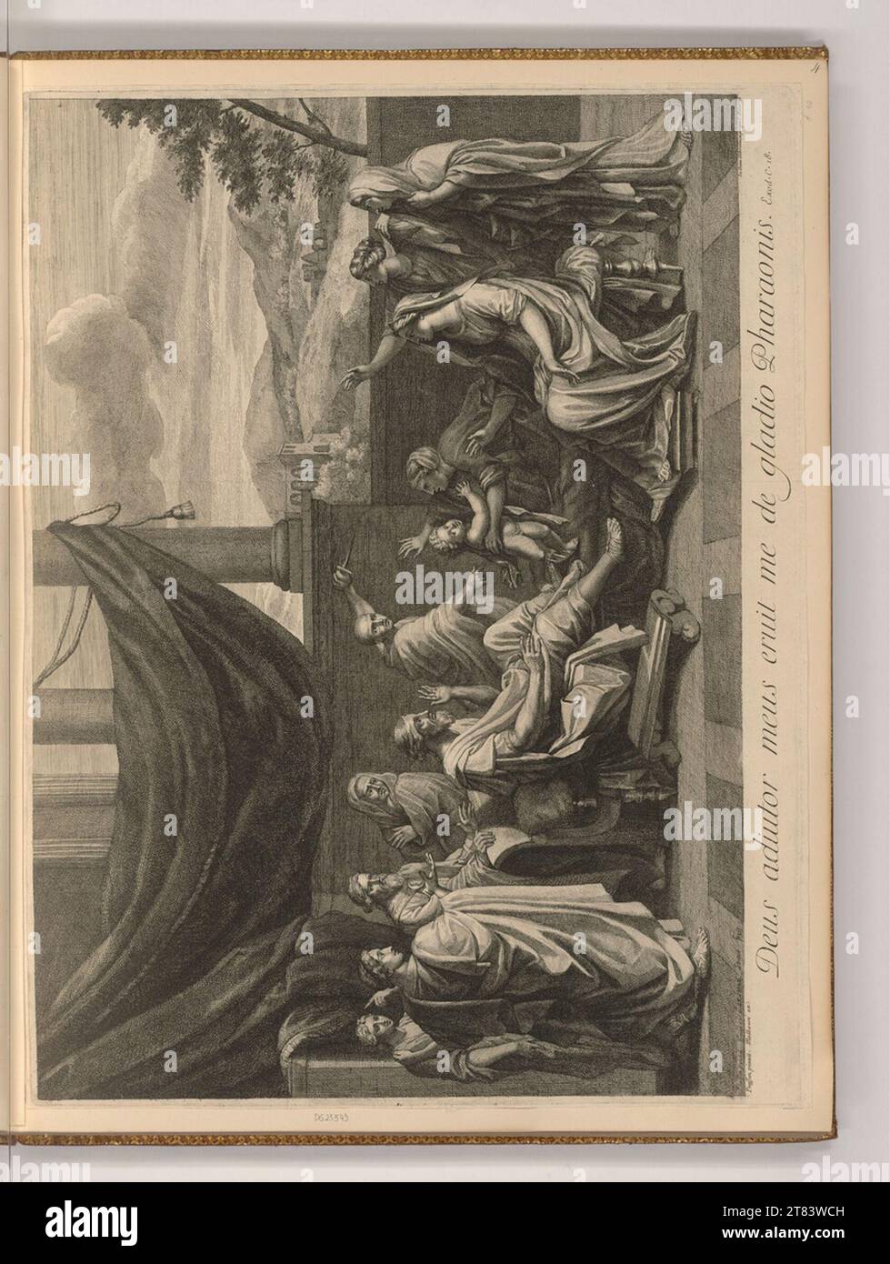 Paul van Somer (graveur) Moïse, enfant, vient la couronne du pharaon. gravure 1669-1761, 1669/1761 Banque D'Images