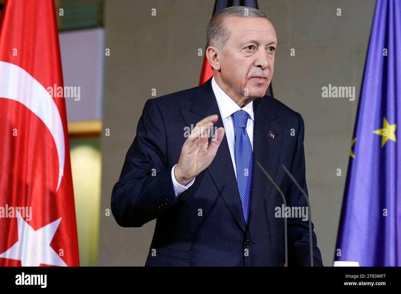 Recep Tayyip Erdogan beim Empfang zu einem gemeinsamen Gespräch mit dem Bundeskanzler OLAF Scholz im Bundeskanzleramt. Berlin, 17.11.2023 Banque D'Images