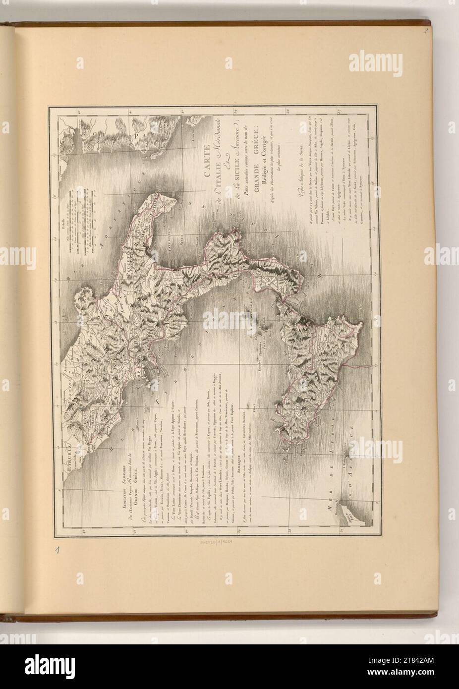 Richard Saint-non (an der Entstehung Beteiligte r) carte du sud de l'Italie et de la Sicile ancienne, un pays anciennement connu sous le nom de Grande Grèce. gravure 1783, 1783 Banque D'Images