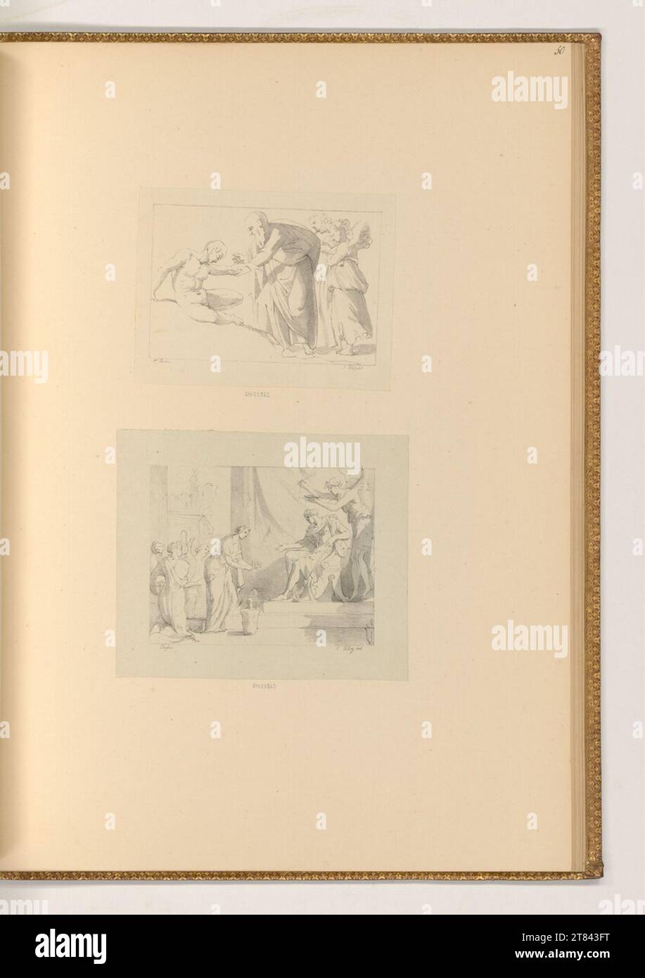 Ferdinand Piloty der Ältere (le plus âgé) création d'Adam ; femmes devant un roi. Lithographie 1800-1844, 1800/1844 Banque D'Images