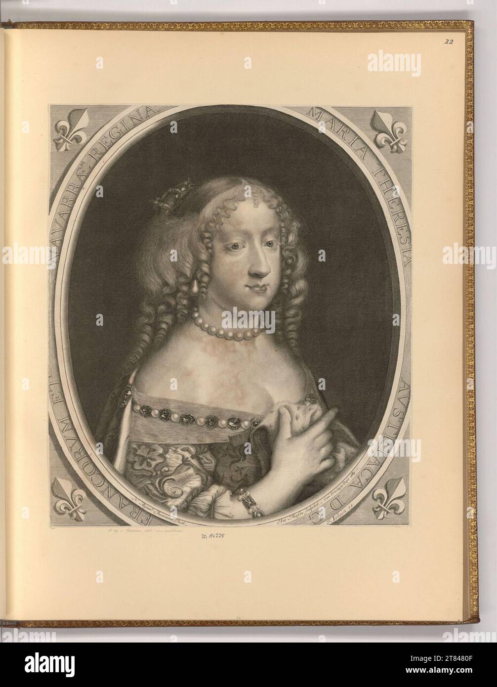 Antoine Masson (Ausführende r Künstler in) Portrait Infante Marie-Thérèse d'Espagne, reine de France. Gravure sur cuivre, gravure 1684, 1684 Banque D'Images