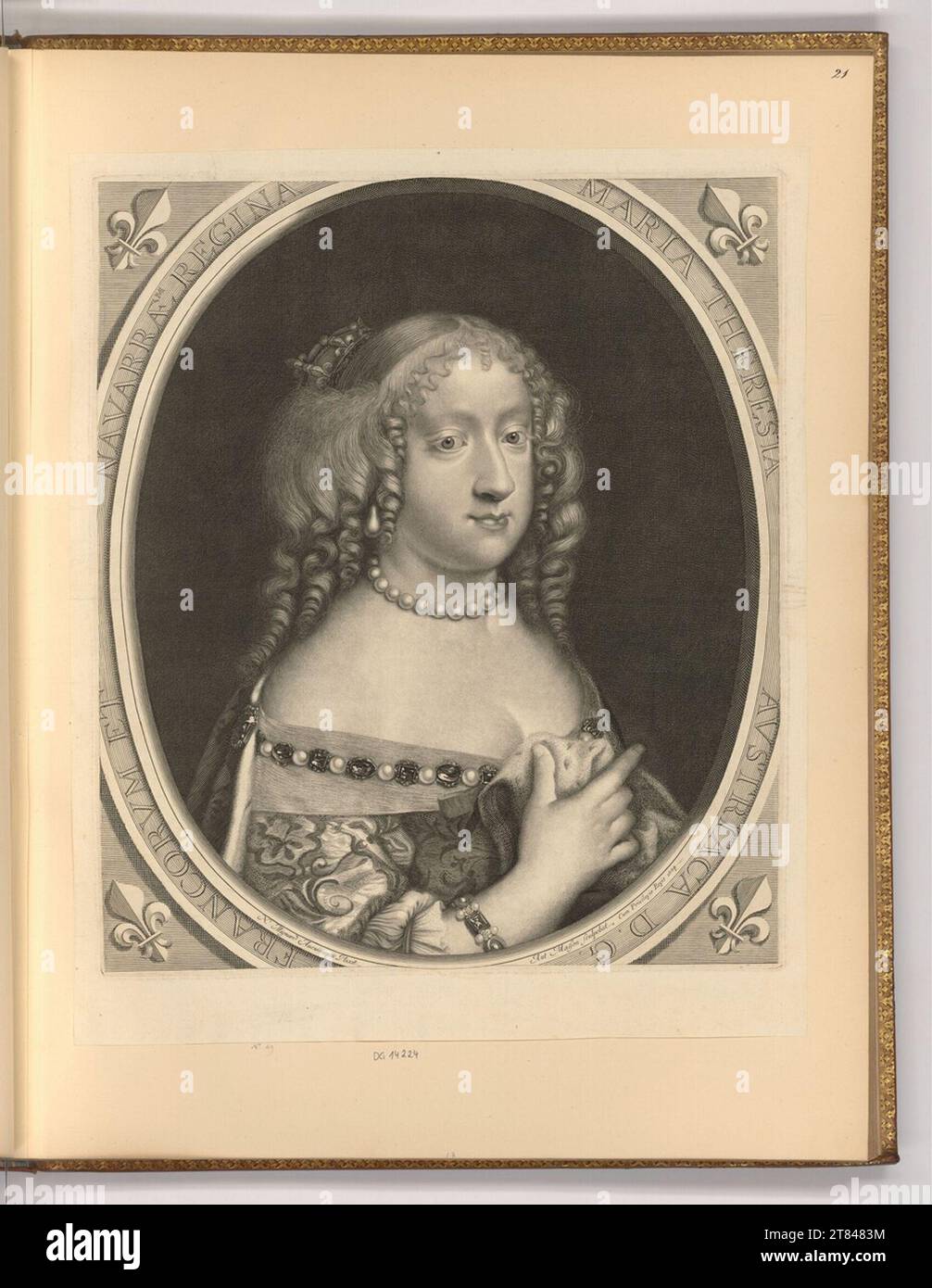 Antoine Masson (graveur) Portrait Infante Marie-Thérèse d'Espagne, reine de France. Gravure sur cuivre, gravure 1664, 1664 Banque D'Images