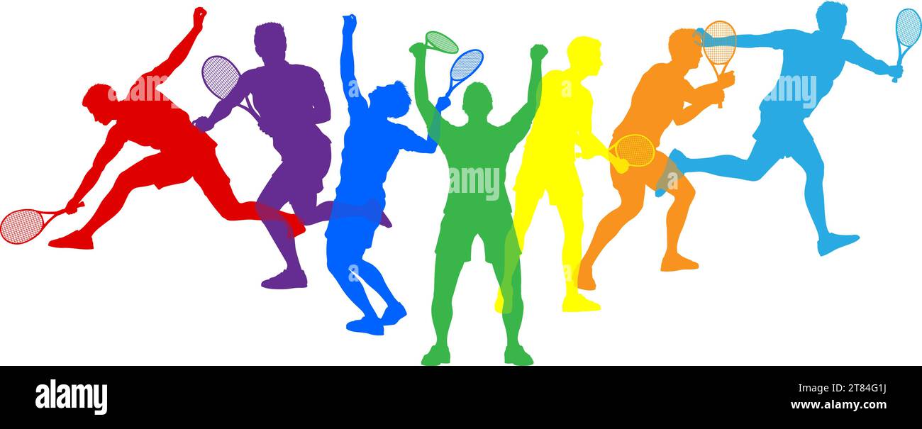 Silhouette tennis hommes joueurs hommes silhouettes Illustration de Vecteur