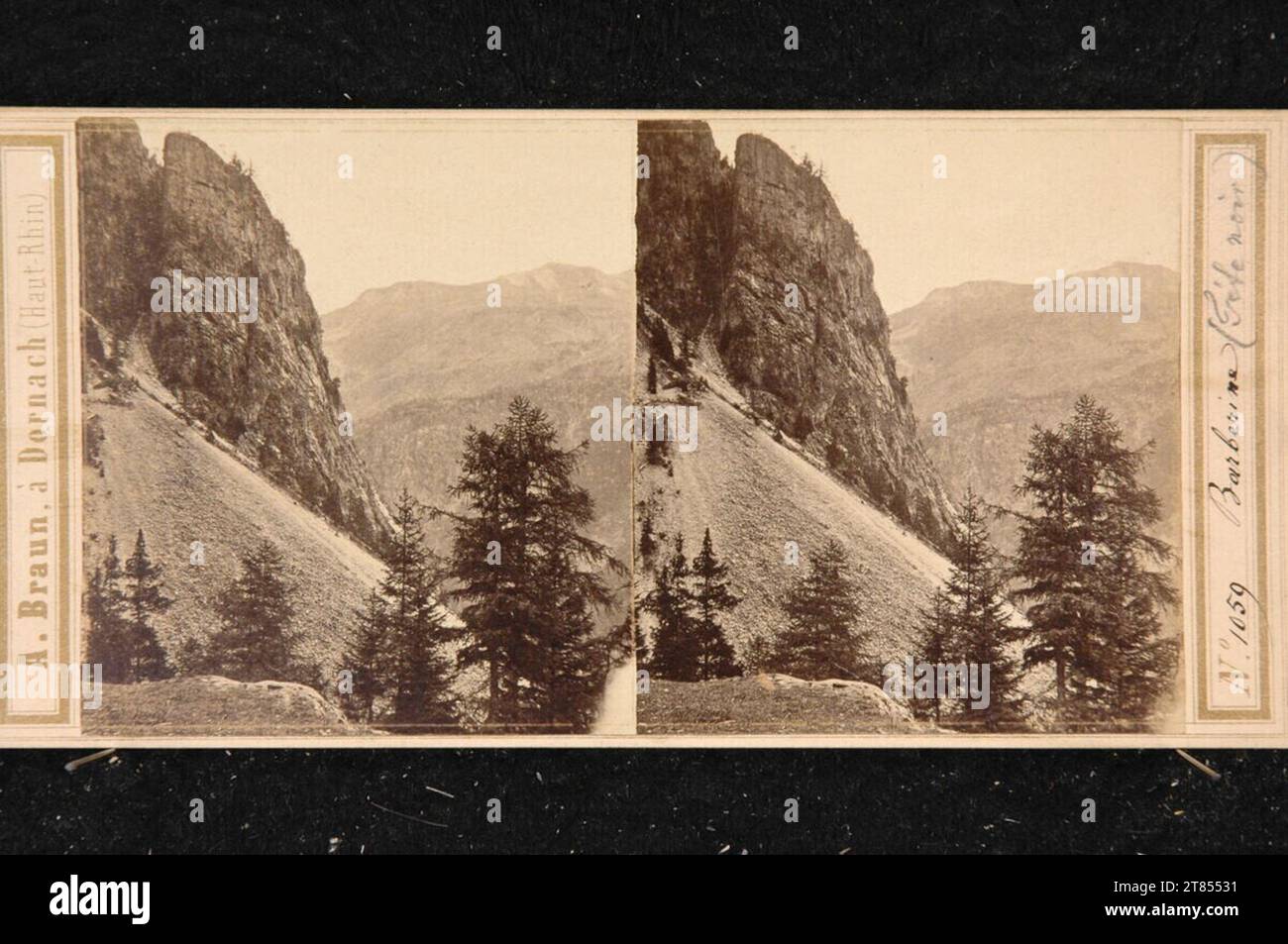 Adolphe Braun Mont blanc-Gebiet, Barberine (tête noire). Papier albumine, sur la boîte boîte / format stéréo 1858-1877 , 1858/1877 Banque D'Images