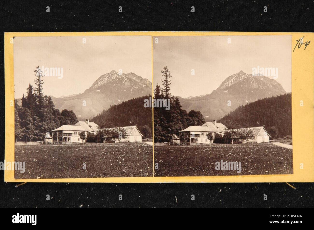 Anonym Salzkammergut : Gasthaus près de Strobl am Wolfgangsee. Papier albumine, sur la boîte boîte / format stéréo vers 1865 Banque D'Images
