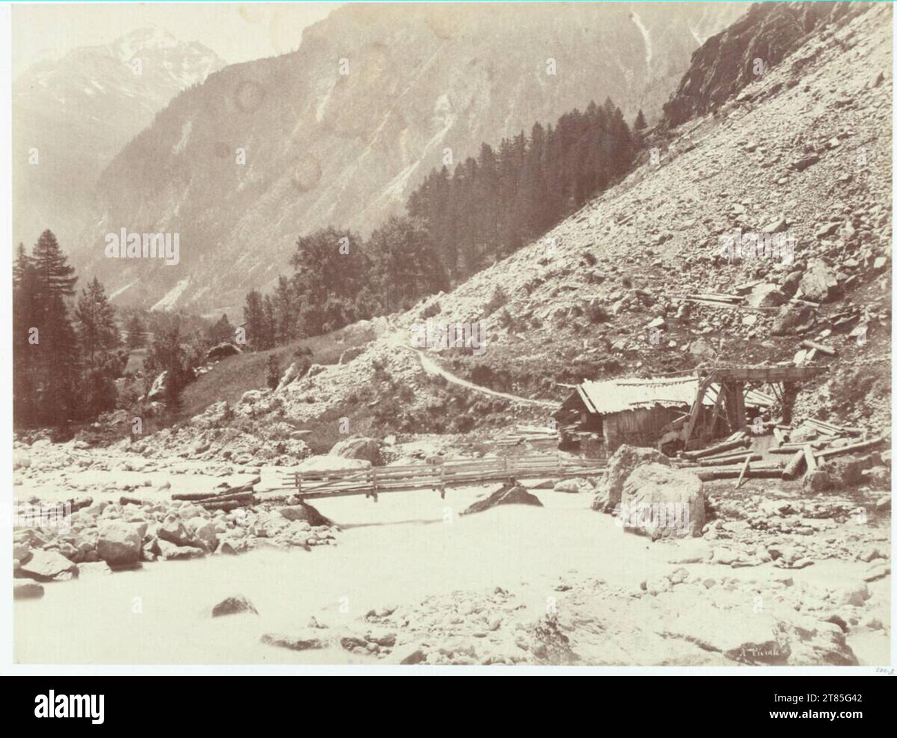 Aimé Civiale Une scierie dans la vallée de Courmayeur. Papier albumine selon papier ciré négatif avant 1864 Banque D'Images