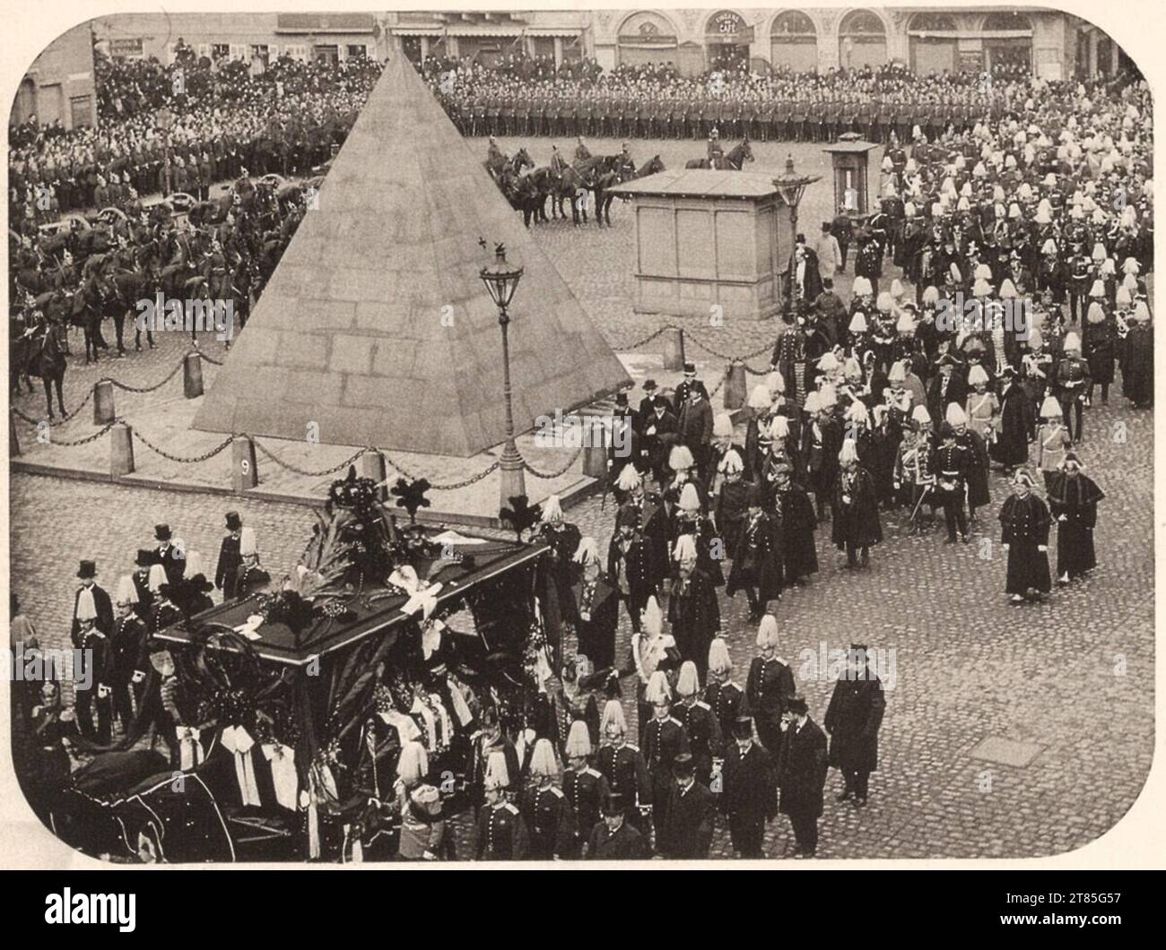 Oskar suce comme train par le prince Ludwig von Baden sur la place du marché de Karlsruhe. Collotype technique 1886, 1886 Banque D'Images