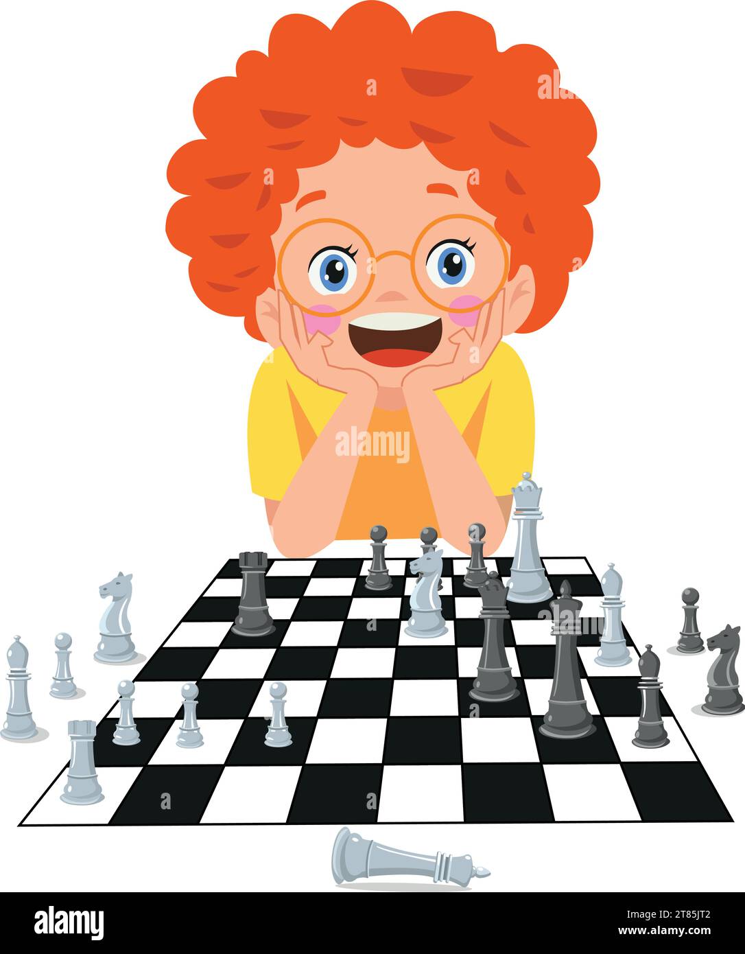 Personnage de dessin animé jouant le jeu d'échecs Illustration de Vecteur