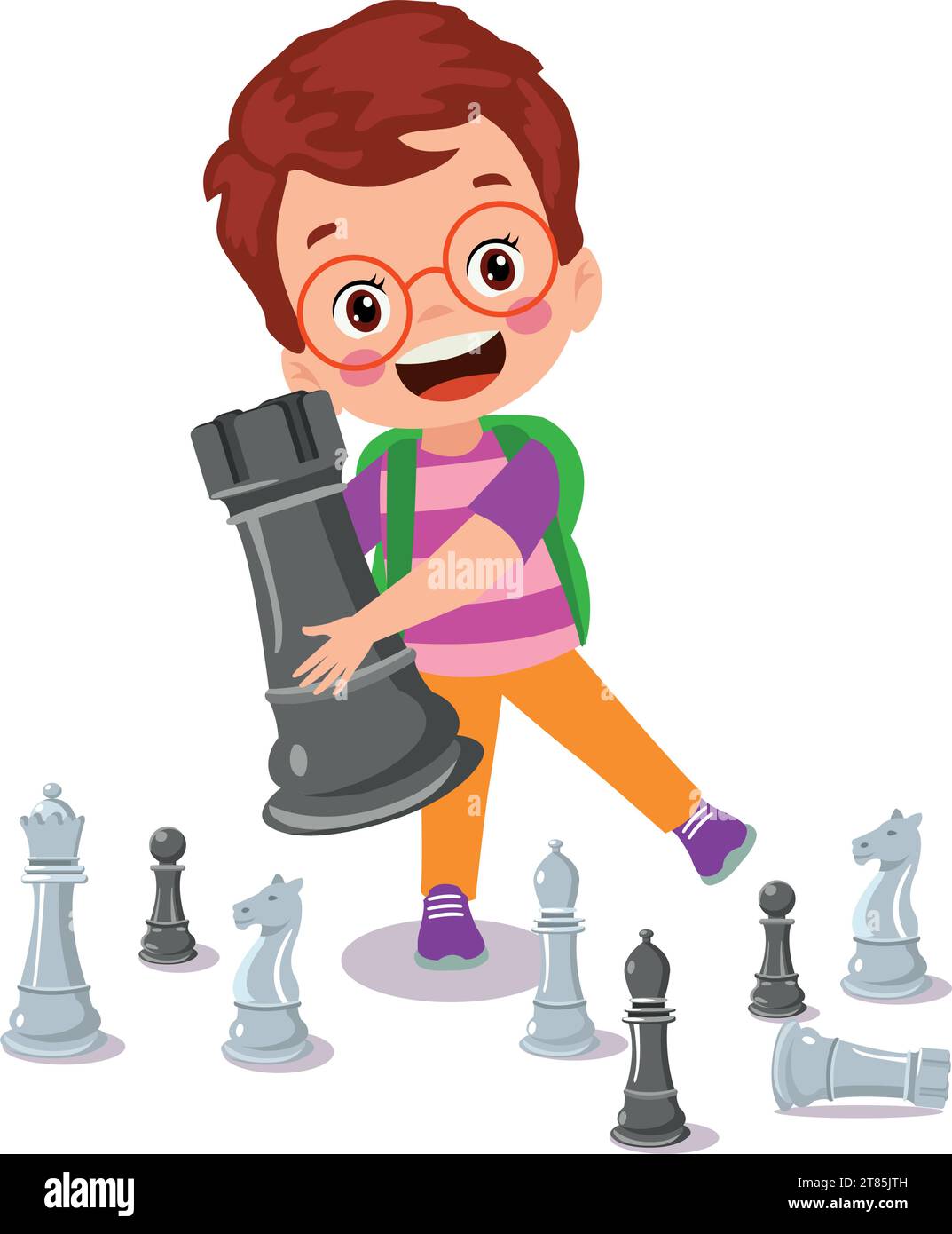 Personnage de dessin animé jouant le jeu d'échecs Illustration de Vecteur