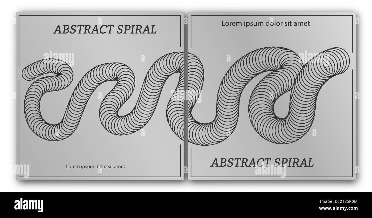 La spirale argentée. Un ensemble de dessins d'une couverture composite, bannière, affiche. Modèle pour la décoration intérieure, les idées créatives, la créativité et le design Illustration de Vecteur