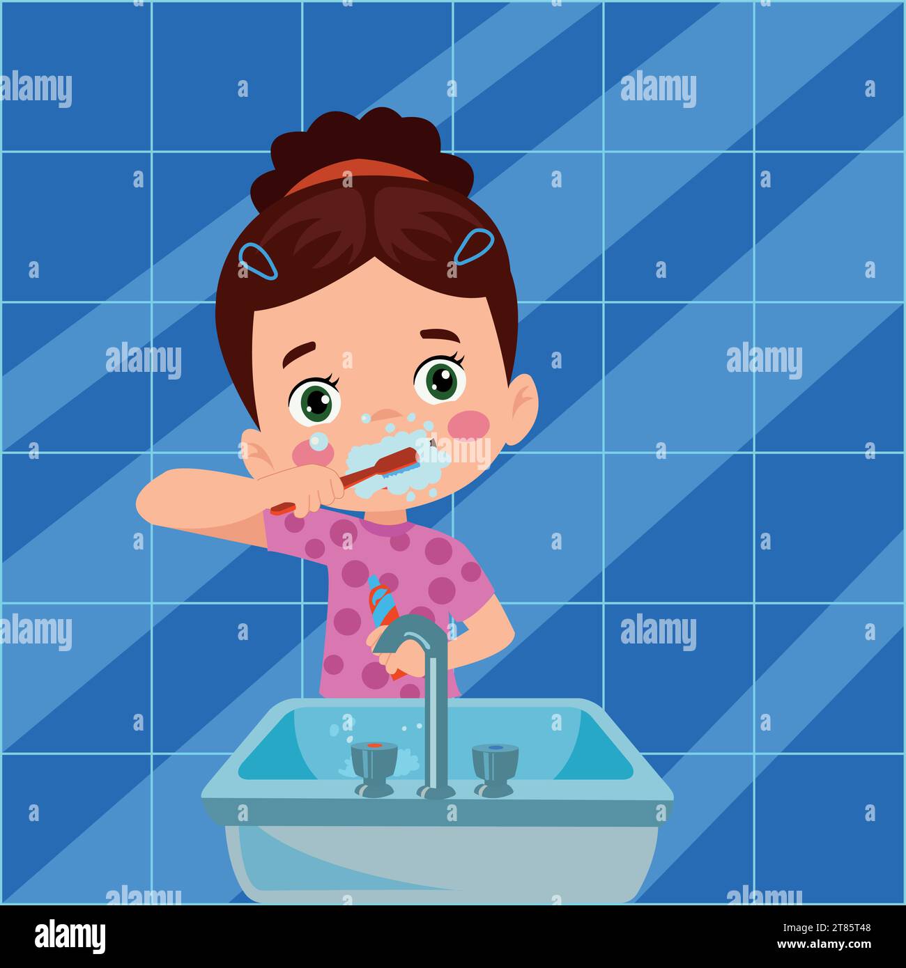 illustration vectorielle de brossage des dents d'enfant Illustration de Vecteur