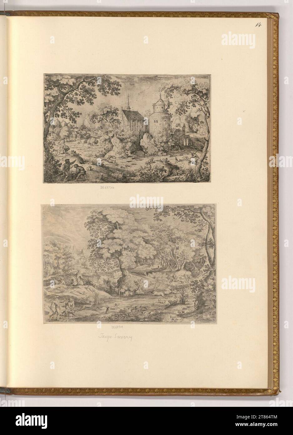 Jacob Savery Je (Graveur) Paysage avec chasse au cerf. gravure vers 1602 Banque D'Images