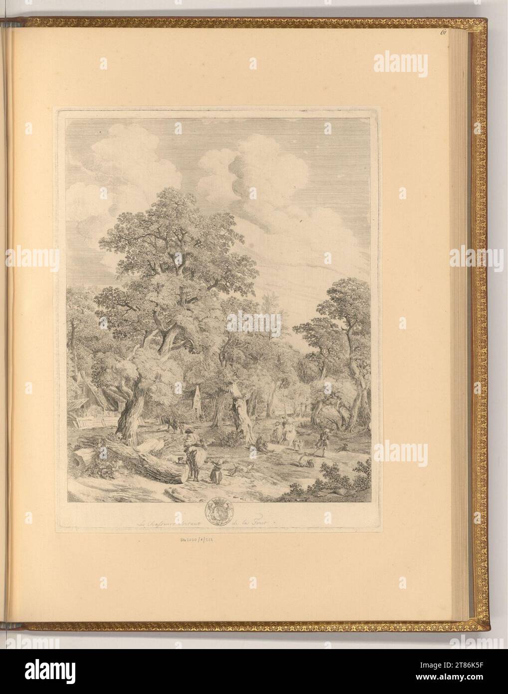 Jean Moyreau (graveur) chasseurs quittant la forêt. gravure vers 1745 Banque D'Images