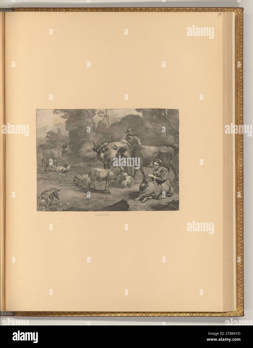 Nicolaes Pietersz. Berchem Berpherds avec troupeau. Mitte de gravure 17.-18. Century Banque D'Images