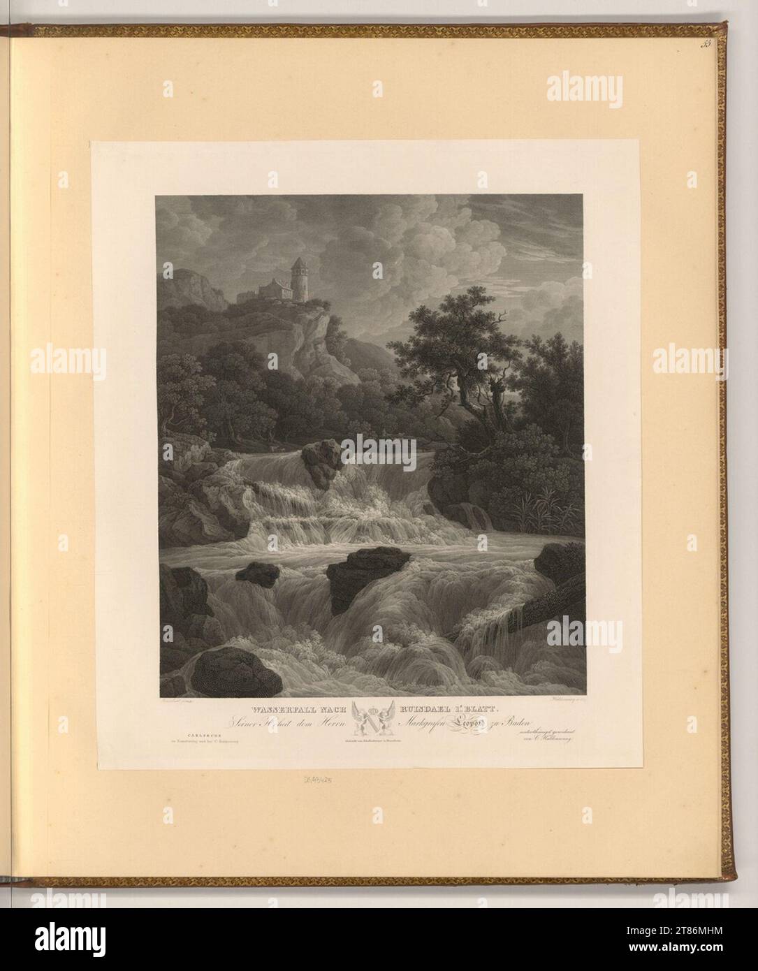 Christian Haldenwang (graveur) Cascade à Ruysdael 1e feuille. gravure 1829, 1829 Banque D'Images