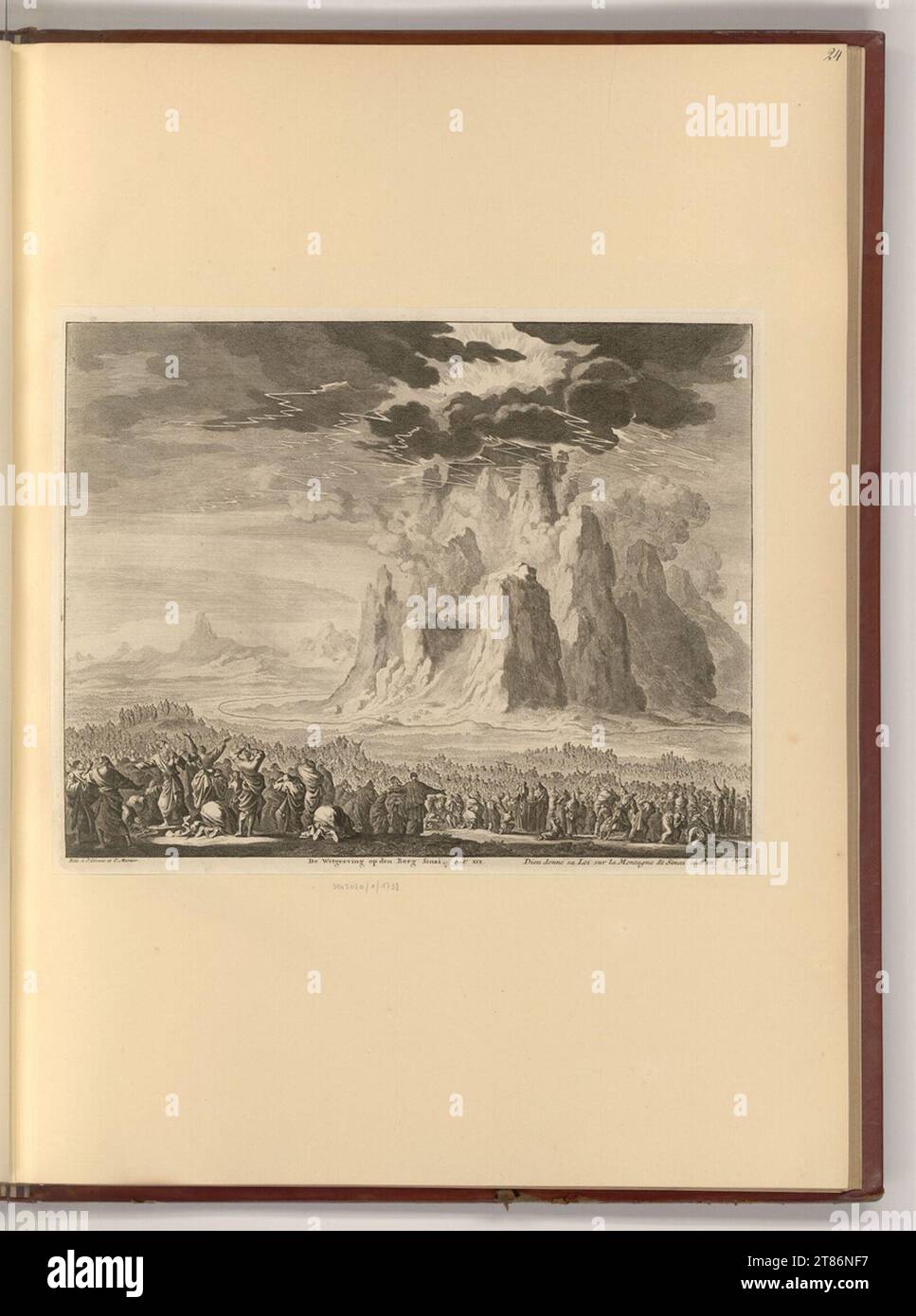 Jan Luyken (Ausführende r Künstler in) Dieu remet les commandements sur la montagne du Sinaï. gravure 1721-1778, 1721/1778 Banque D'Images