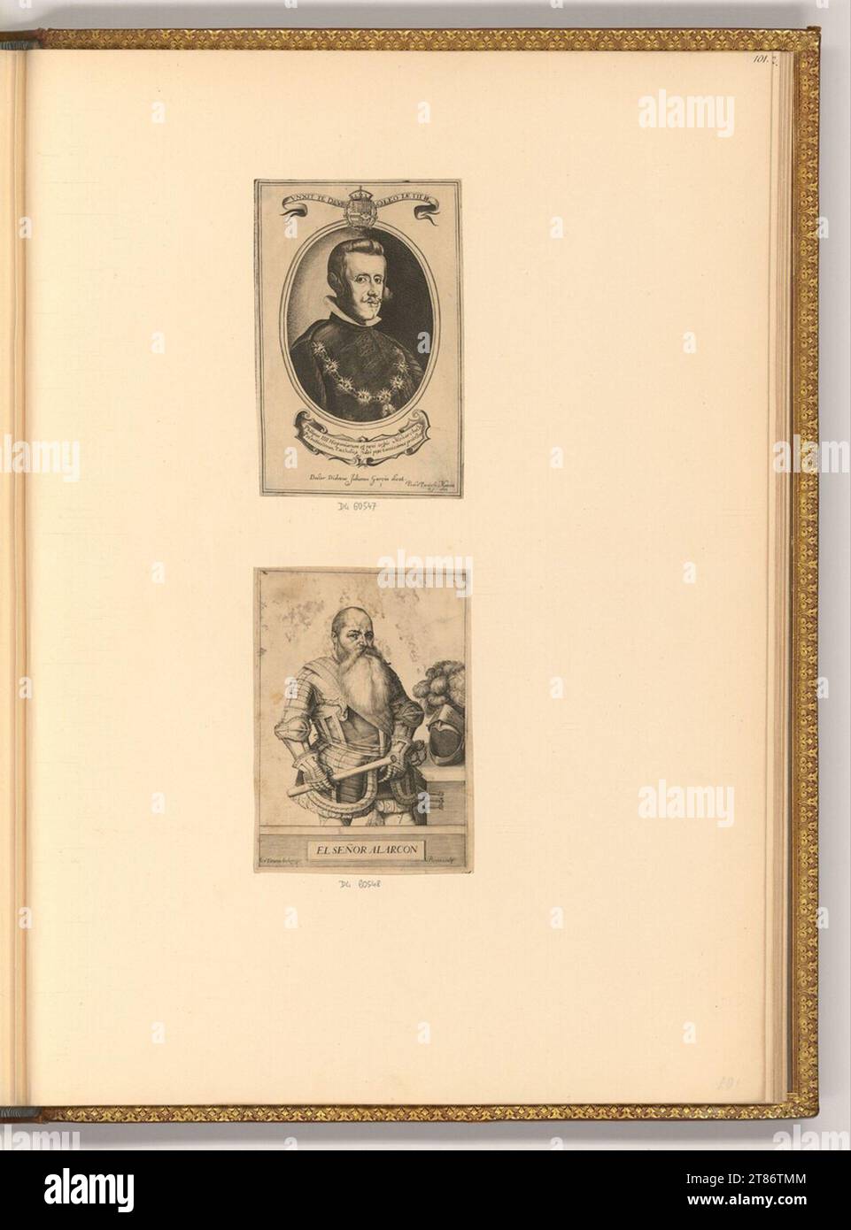 Pierre Perret (graveur) Portrait Philipp VI. De l'Espagne ; Juan Ruiz de Alarcón. gravure 1633 ; 1575-1639 Banque D'Images