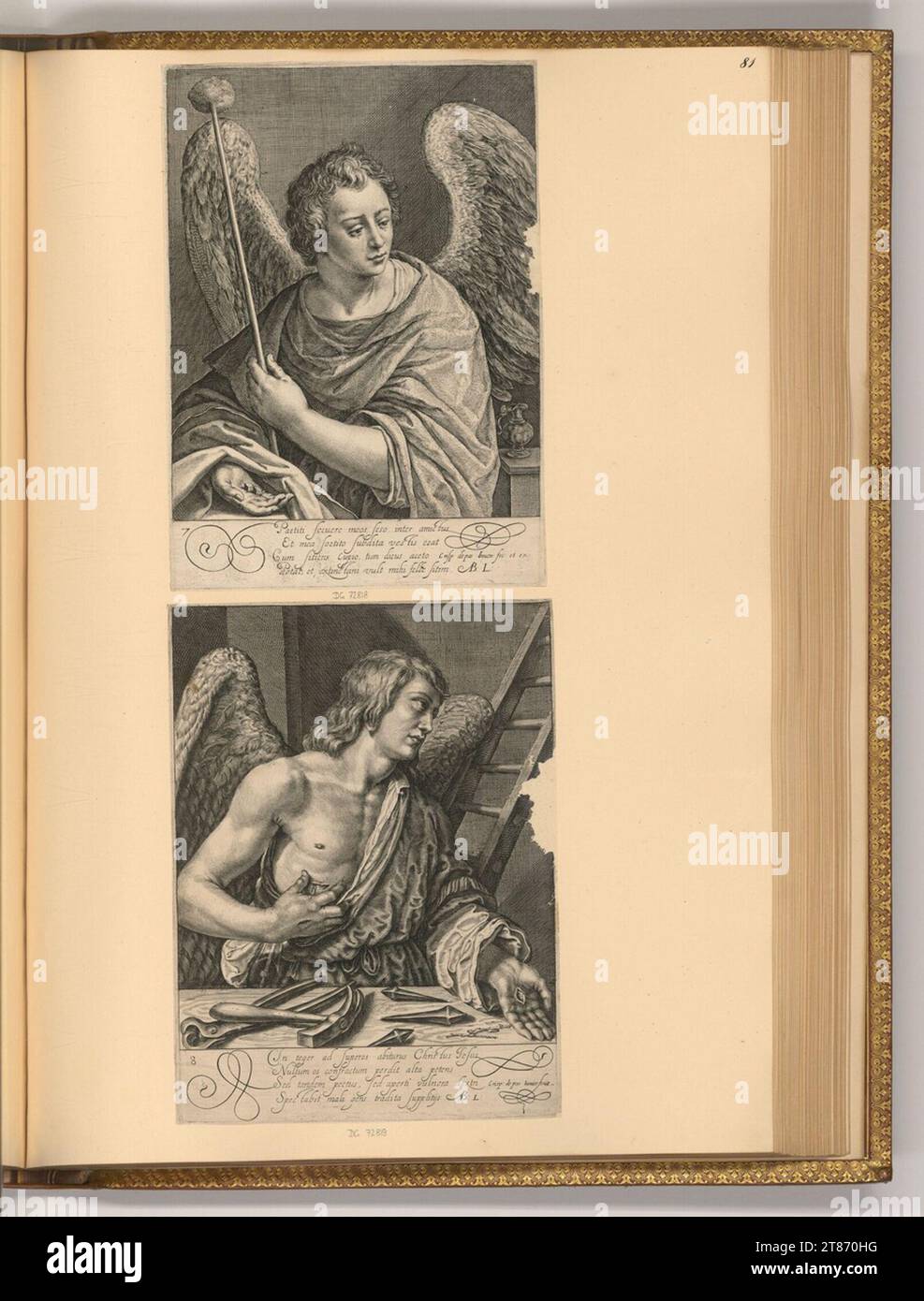 Crispin van de passe Angel avec les outils passion. Gravure sur cuivre 1584-1637, 1584/1637 Banque D'Images