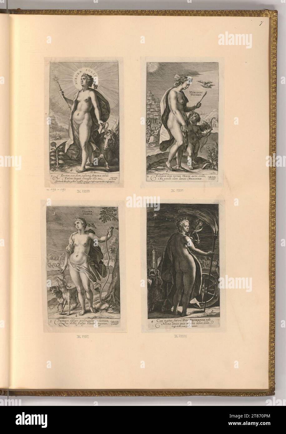 Crispin van de passe personnifications féminines aux quatre heures de la journée. Gravure sur cuivre 1584-1637, 1584/1637 Banque D'Images