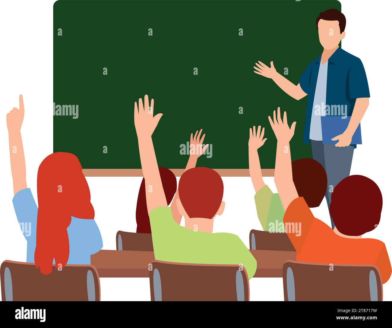 Professeur et travailleur Cute Boy Raising Finger Class Illustration de Vecteur