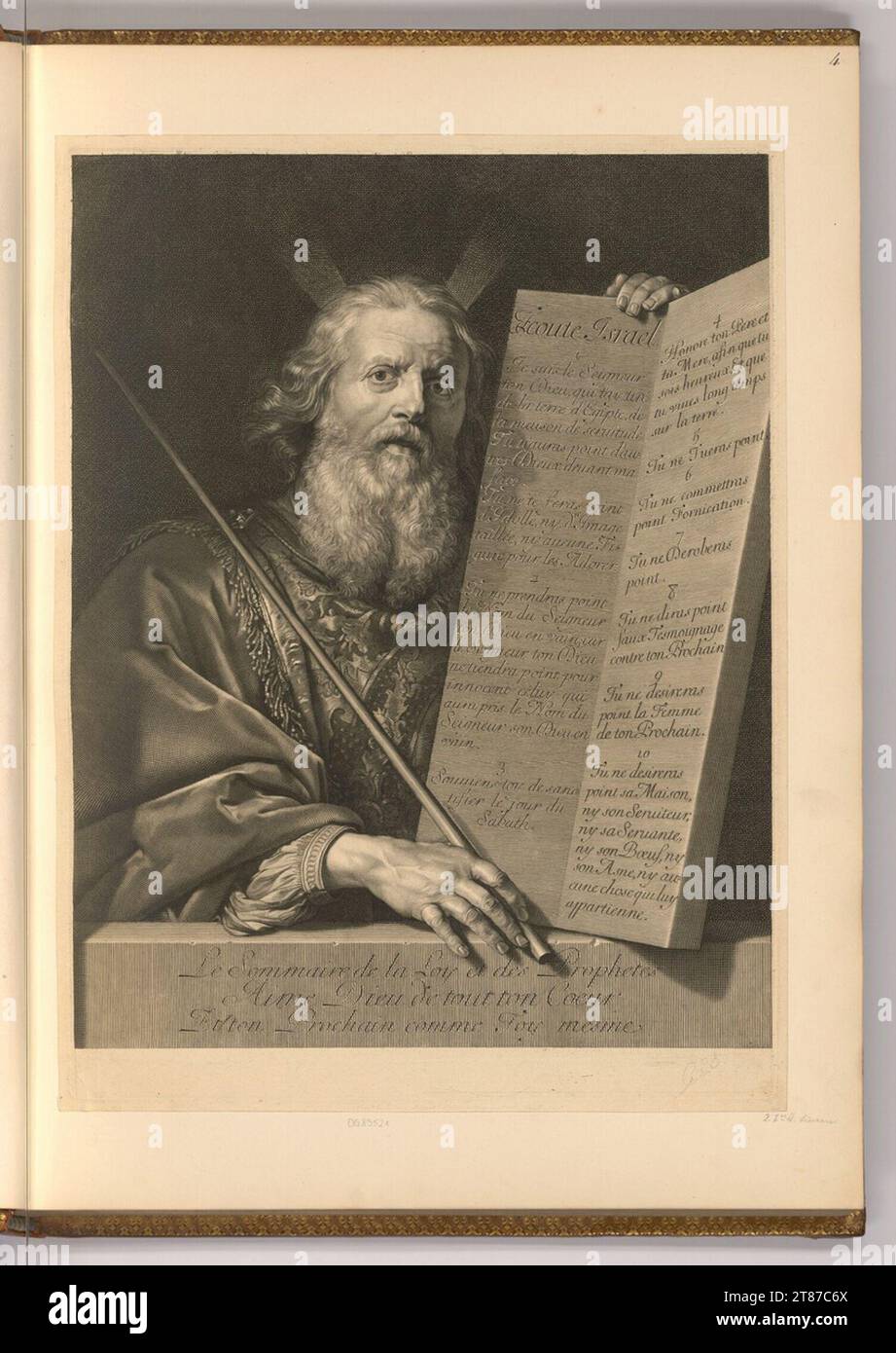 Gerard Edelinck (graveur) Moses avec les dix offerts. Gravure sur cuivre, gravure vers 1699 Banque D'Images