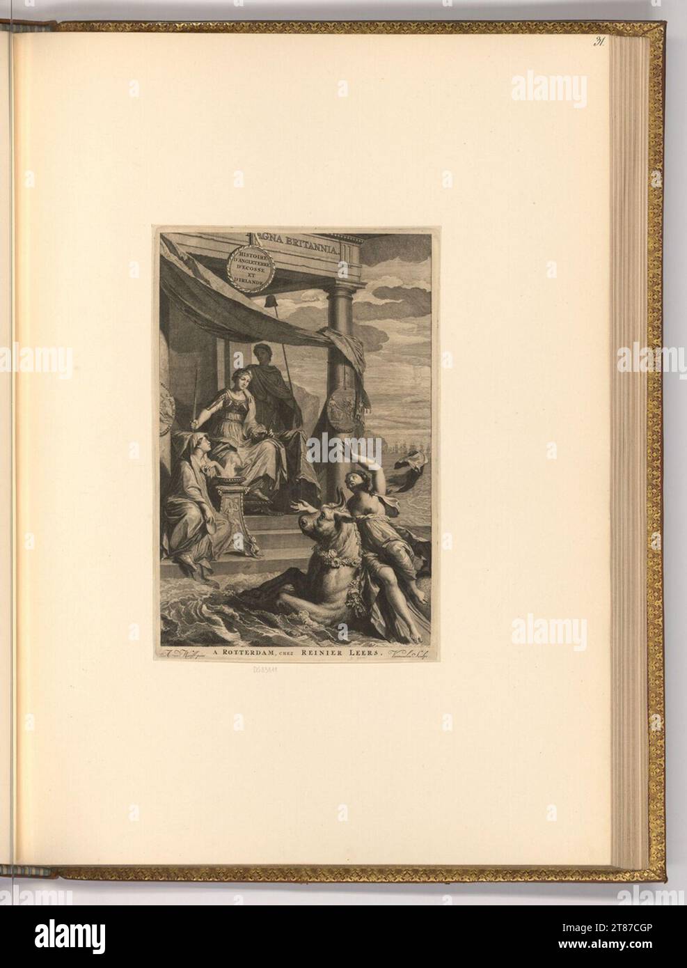 Cornelis Martinus Vermeulen (graveur) allégorie avec Britannia et Europe (page de titre). Gravure sur cuivre, gravure 1664-1708, 1664/1708 Banque D'Images