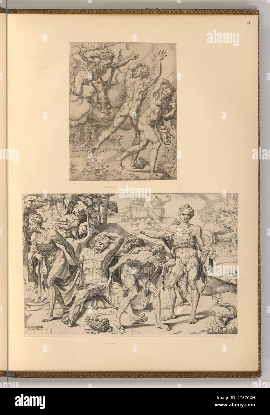 Dirck Volkertszoon Coornhert (graveur) expulsion du paradis ; la moquerie de Noé. Gravure ; gravure sur cuivre vers 1550 Banque D'Images