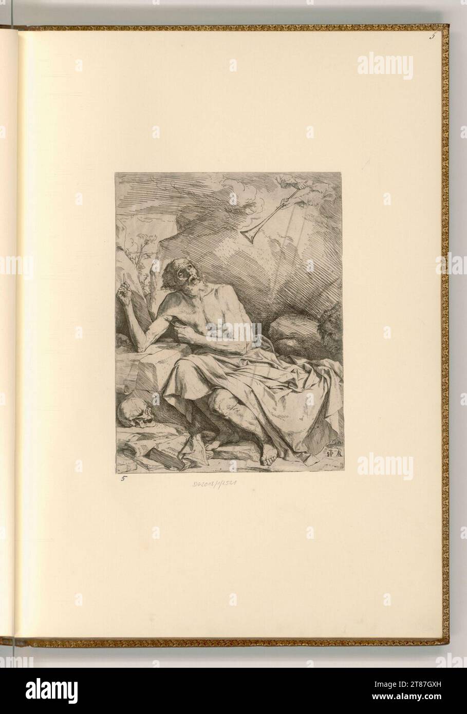 Giuseppe Ribera St. Hieronymus dans la friche. gravure 1606-1652, 1606/1652 Banque D'Images