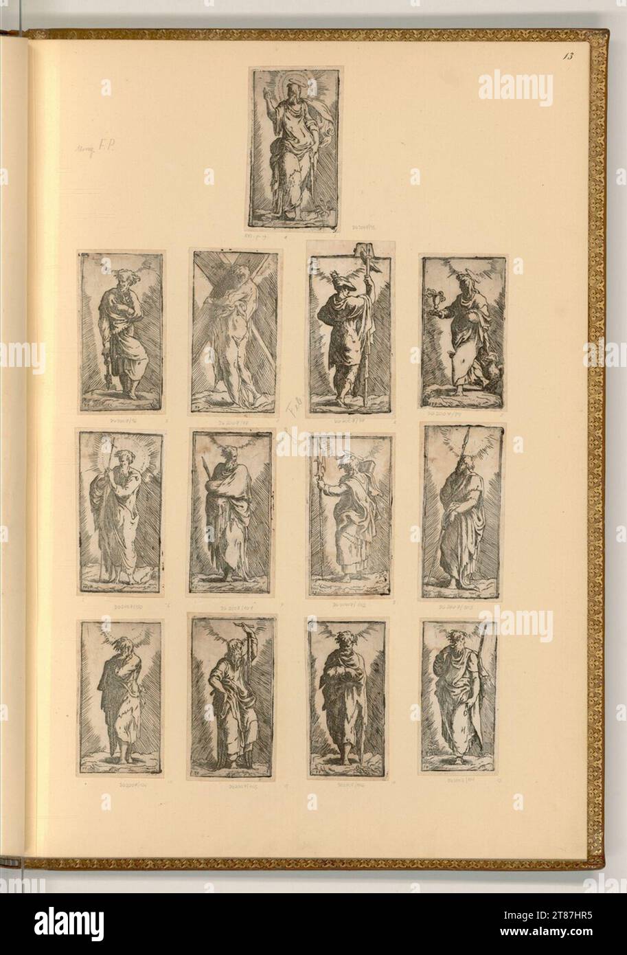 Meister F. P. Christ et les douze apôtres. gravure 1515-1550, 1515/1550 Banque D'Images