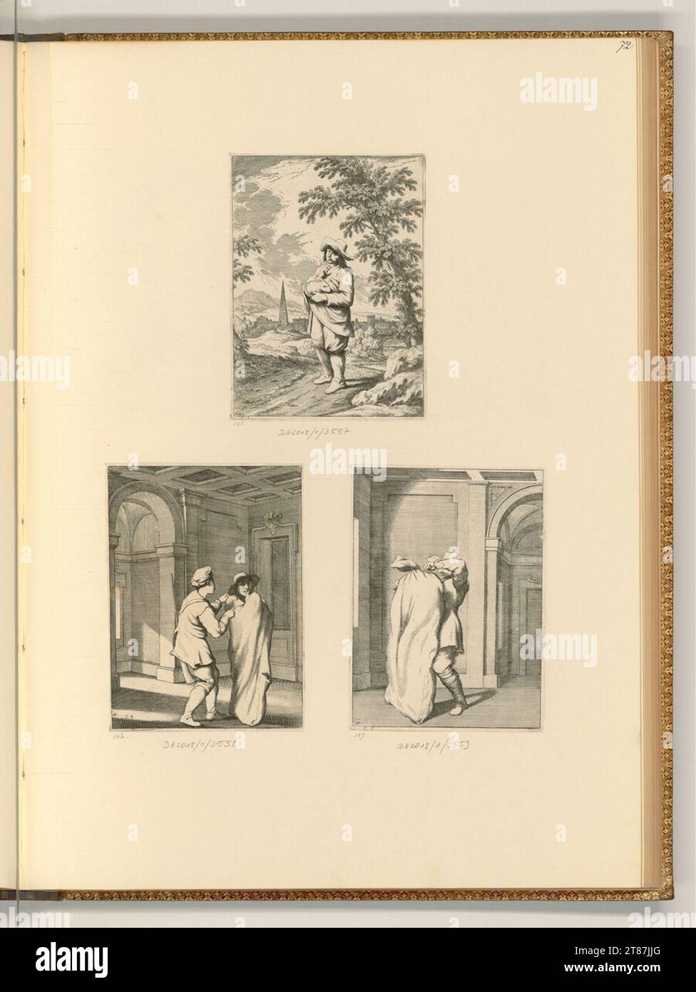 Lodovico Mattioli (graveur) Bertoldo avec Bertoldino et Cacasenno. gravure vers 1710 Banque D'Images