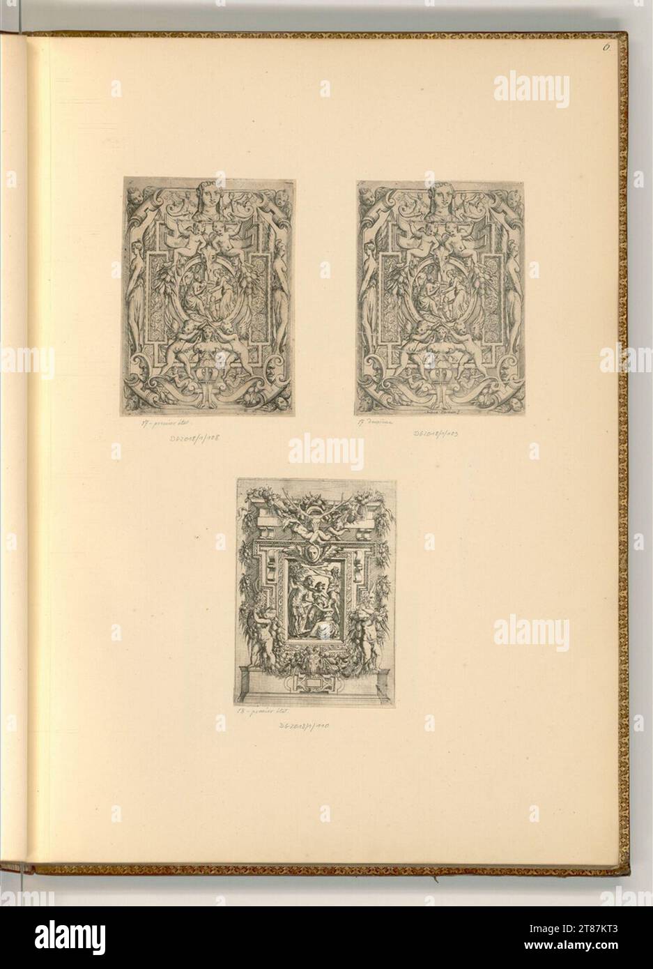 Andrea Meldolla diverses scènes avec un cadre décoratif. gravure 1515-1563, 1515/1563 Banque D'Images