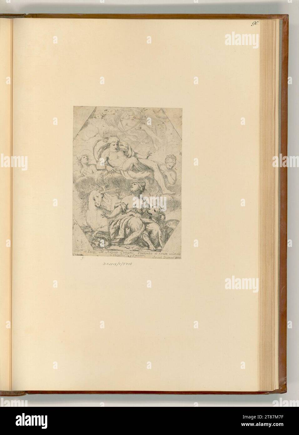 Giuseppe Diamantini (graveur) allégorie de la République de Venise avec lion et licorne. gravure 1650-1700, 1650/1700 Banque D'Images