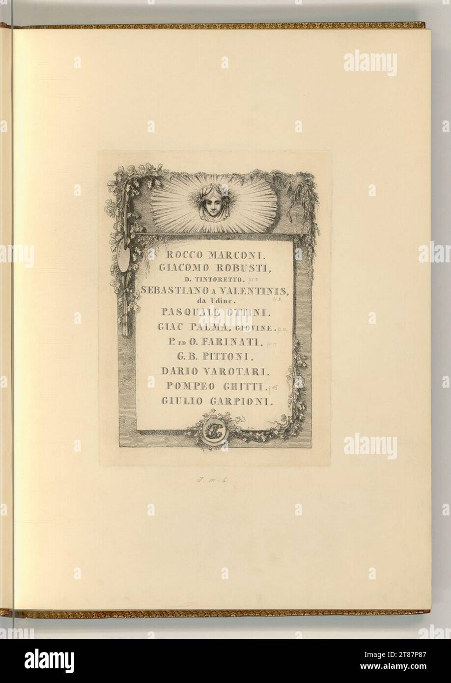 Joseph Fischer (Ausführende r Künstler in) Rocco Marconi. Giacomo Robusti, d. Tintoret. Sebastiano à Valentinis, d'Udine. Pasquale Ottini. Gia Palma, Giovine. P. et O. Farinati. G. B. Pittoni. Dario Varotari. Pompeo Ghitti. Giulio Carpioni .. gravure après 1822 Banque D'Images