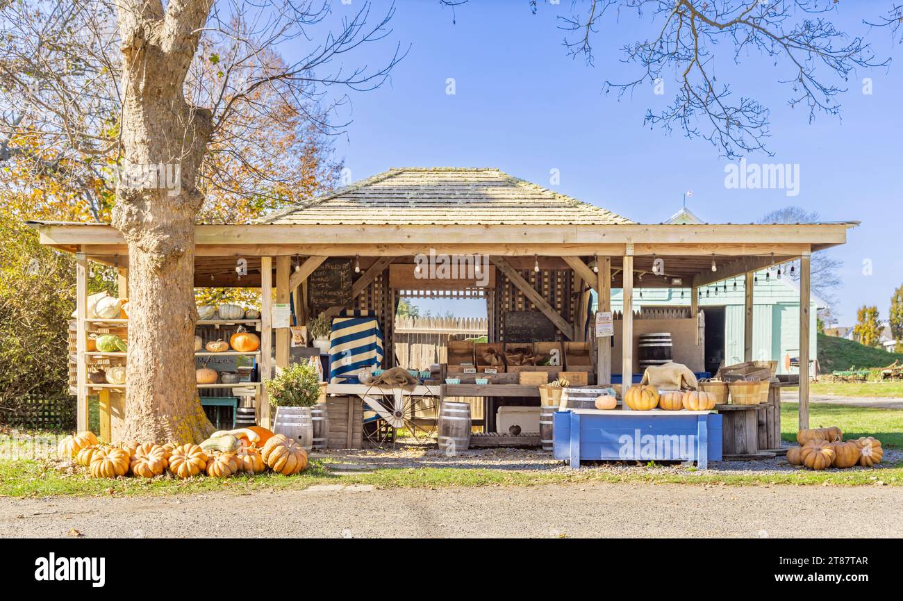 stand de ferme de sagaponack sur sagg main un jour d'automne Banque D'Images