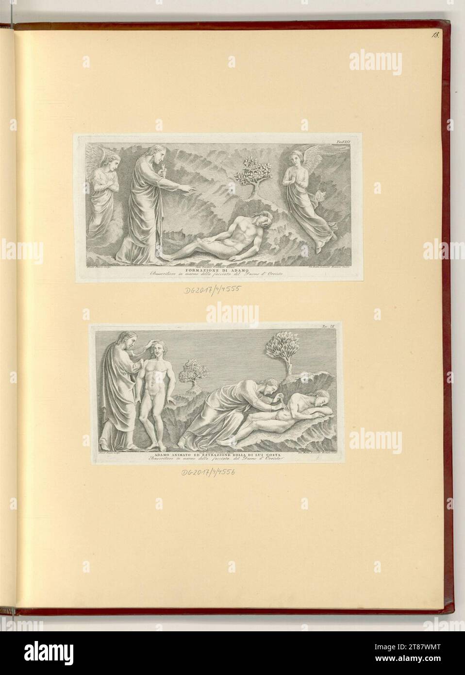 Giovanni Battista Leonetti (graveur) création d'Adam et Eva. Gravure sur cuivre, gravure 1791, 1791 Banque D'Images