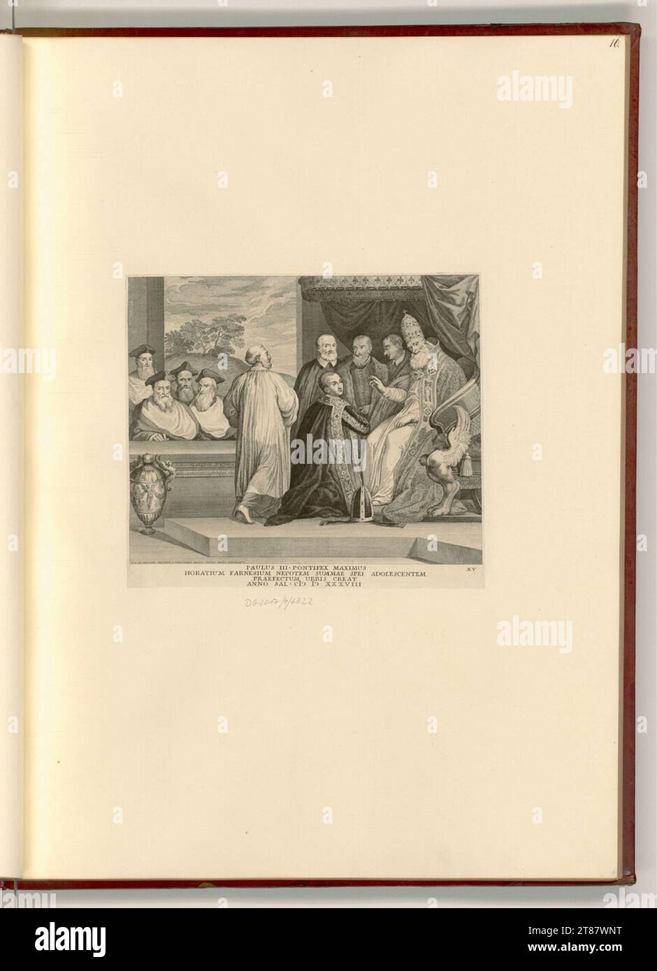 Georg Kaspar Prenner (graveur) Pape Paul III. Nomme son neveu Orazio préfet de la ville de Rome. gravure 1746, 1746 Banque D'Images