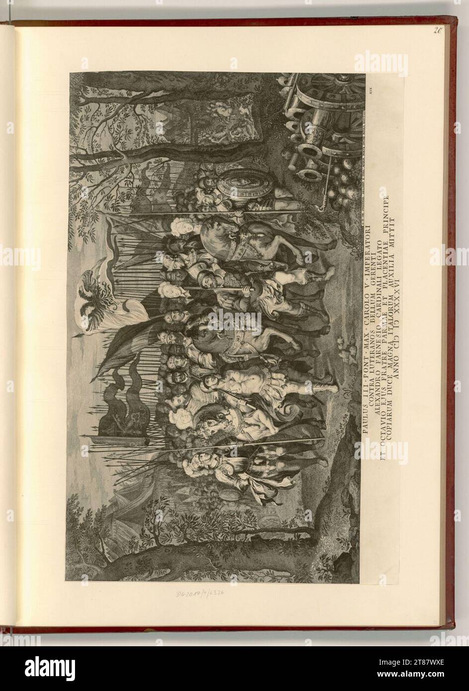 Georg Kaspar Prenner (graveur) Pape Paul III. Envoie l'empereur Karl V contre les troupes auxiliaires luthériennes. gravure 1745, 1745 Banque D'Images