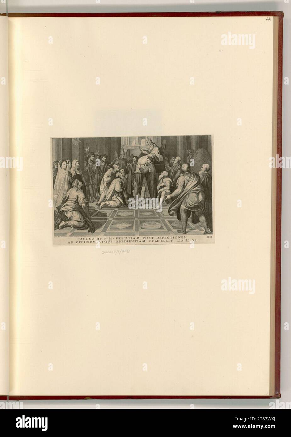 Georg Kaspar Prenner (graveur) Paul III Accepte l'hommage du sujet de Pérouse. gravure 1745, 1745 Banque D'Images