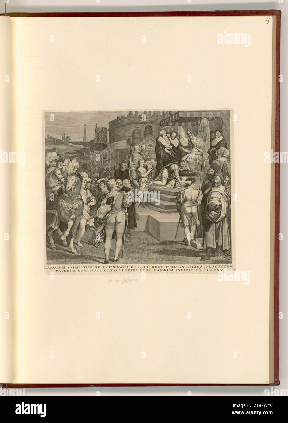Georg Kaspar Prenner (graveur) Pape Paul III. Reçoit Charles Quint après la conquête de Tunis. gravure 1745, 1745 Banque D'Images