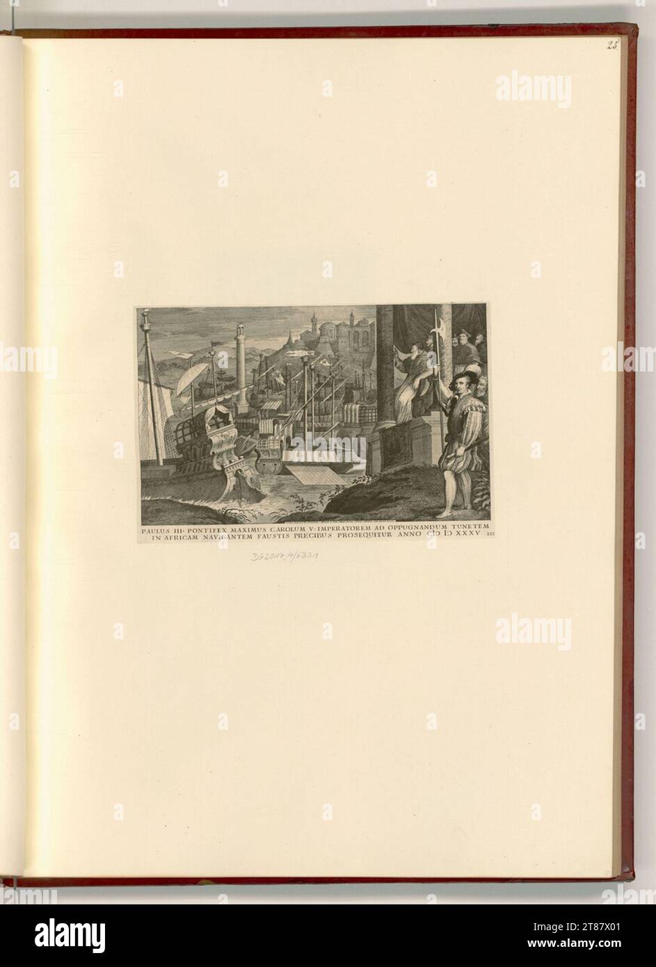Georg Kaspar Prenner (graveur) Pape Paul III. Bénit la flotte de Charles V. 1535 après Tunis. gravure 1744, 1744 Banque D'Images