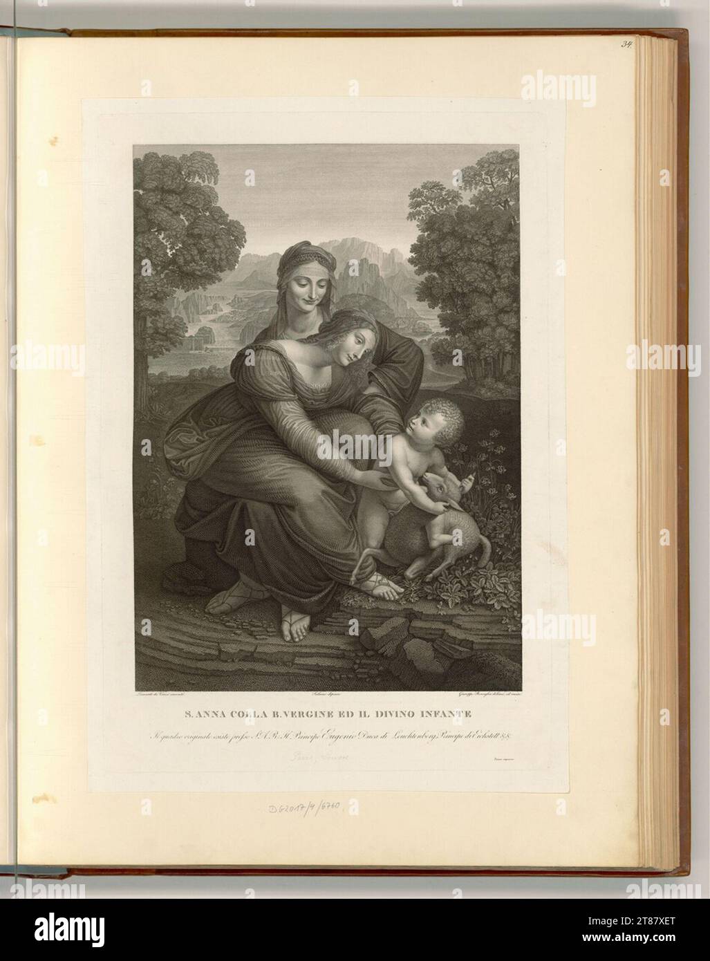 Giuseppe Benaglia (graveur) Anna Selbdritt. Gravure sur cuivre impression 19. Siècle , 19e siècle Banque D'Images