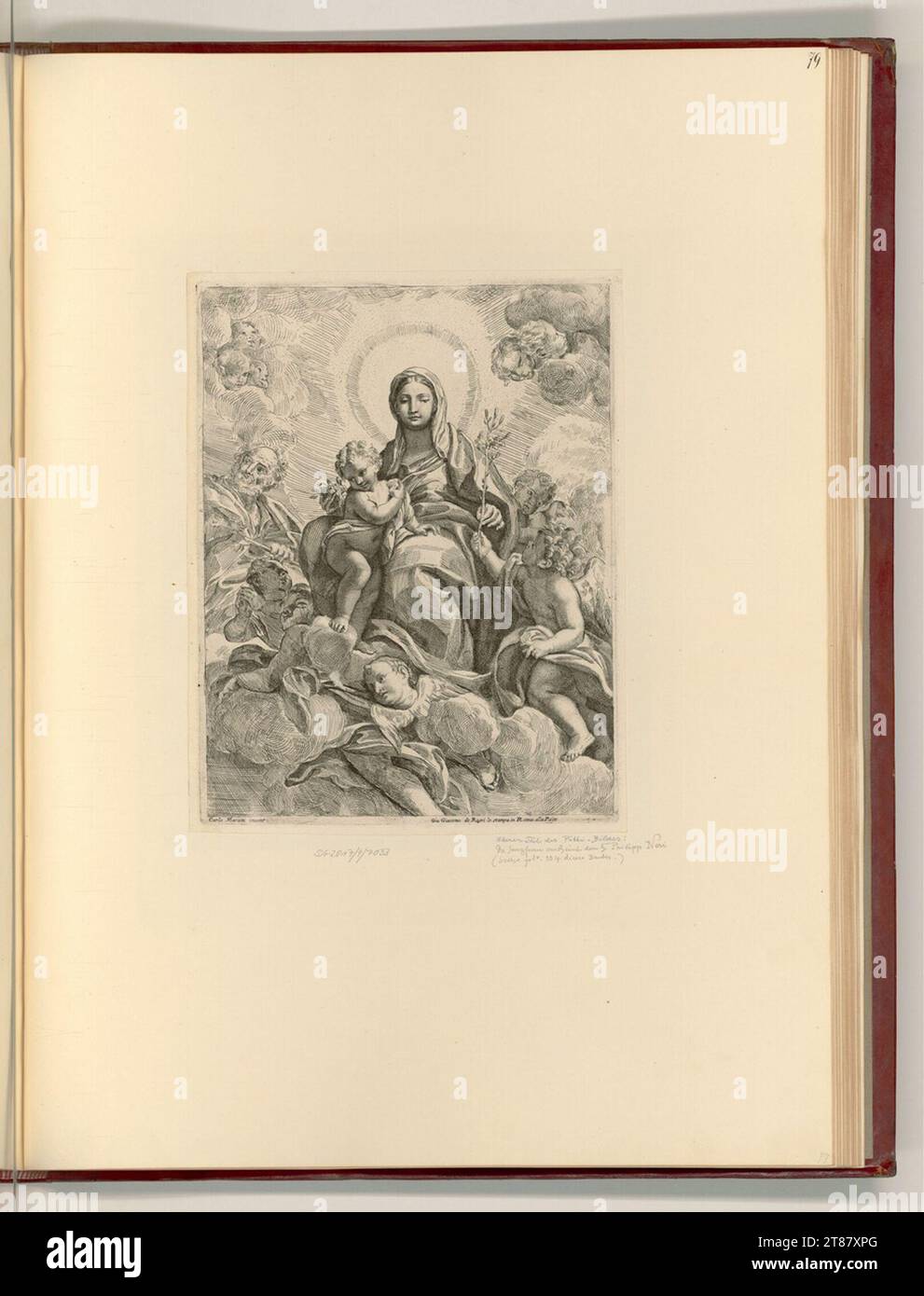 Giovanni Giacomo de Rossi (graveur) Marie avec un enfant dans les nuages. gravure 1627-1691, 1627/1691 Banque D'Images