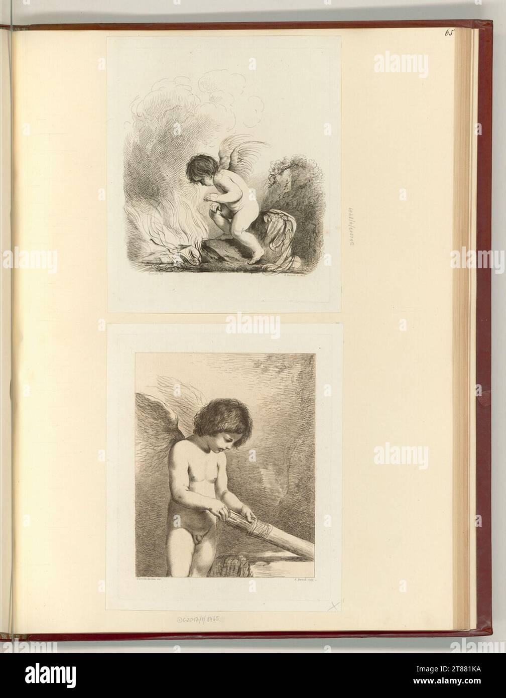 Johann Adam von Bartsch (graveur) Amor brûle la flèche et la feuille ; Cupidon avec carquois. Gravure, ponctuation 1805 ; 1800-1803 Banque D'Images