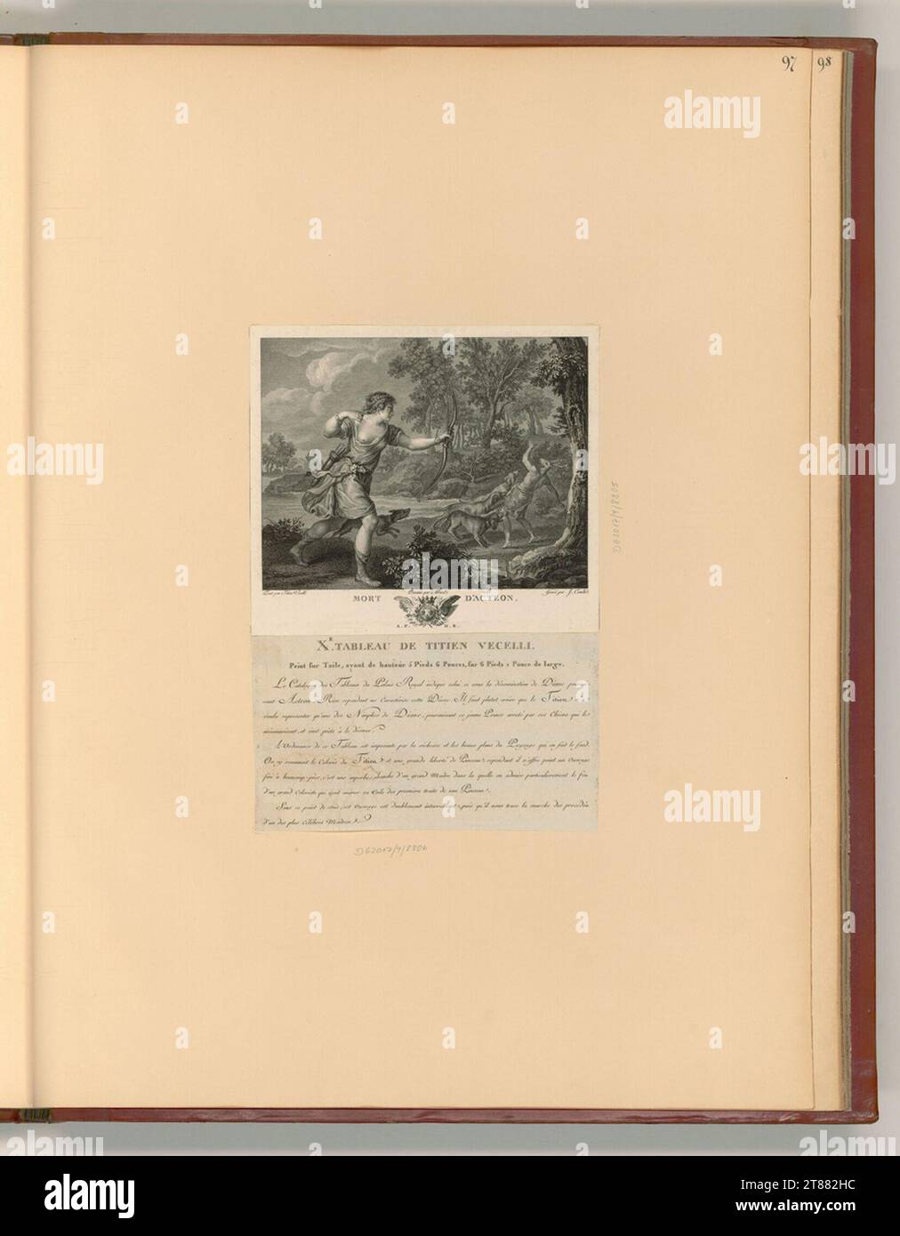 Jacques couché (graveur) mort d'Actaeon. Gravure sur cuivre, gravure vers 1791 Banque D'Images